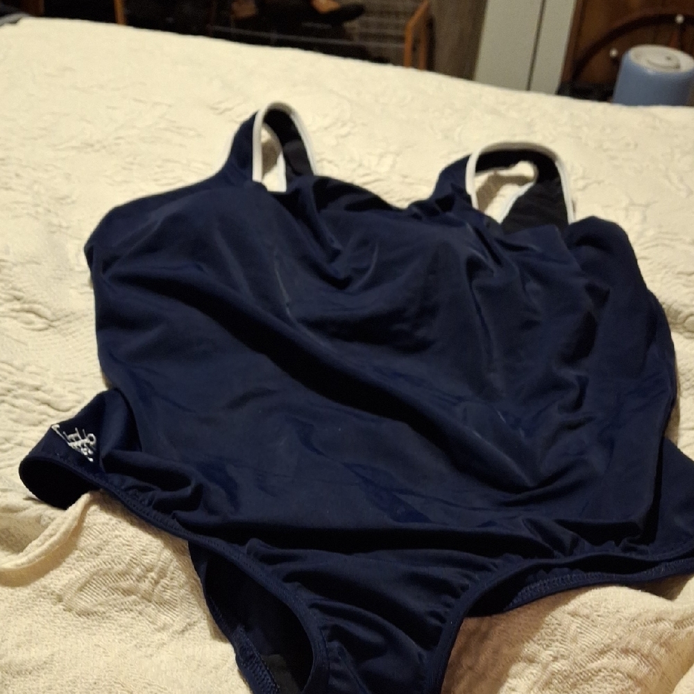 Lands' End Women's Navy One Piece Swimsuit (Swi028)